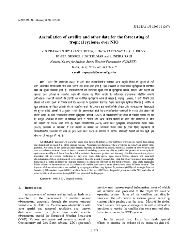 (PDF) Assimilation of satellite and other data for the forecasting of ...