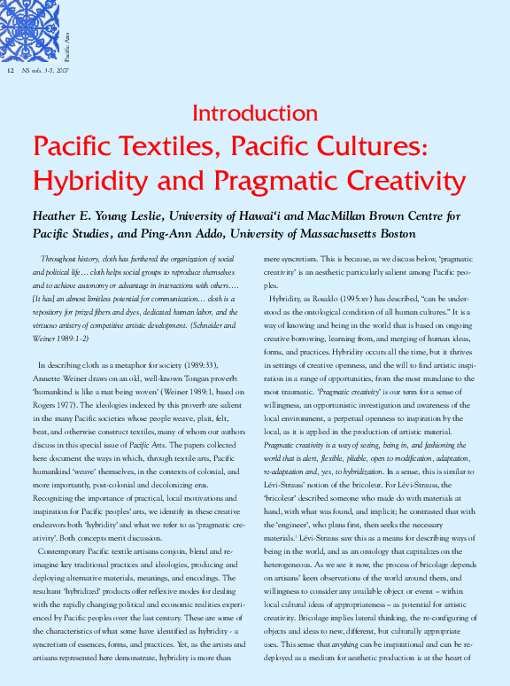 (PDF) Pacific Textiles, Pacific Cultures: Hybridity & Pragmatic Creativity