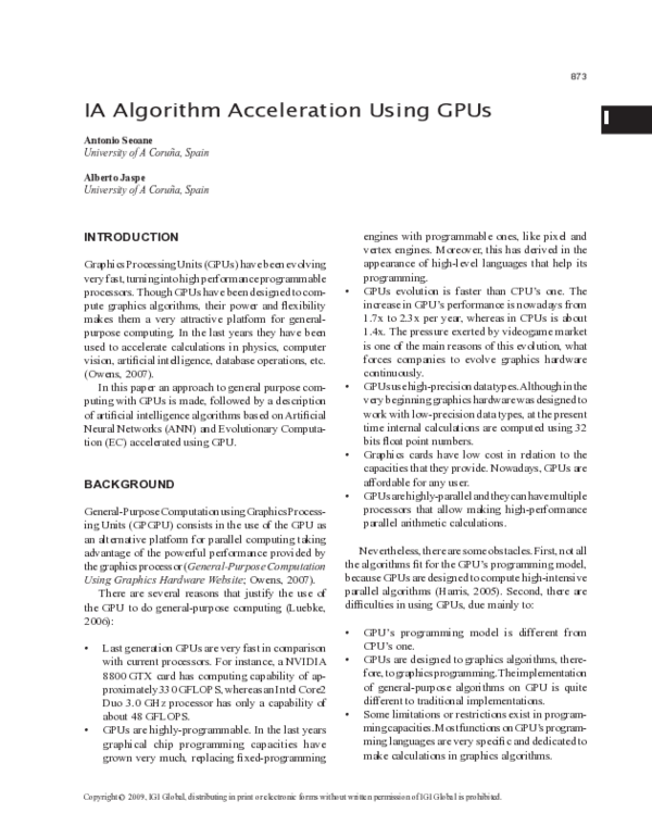 (PDF) IA Algorithm Acceleration Using GPUs