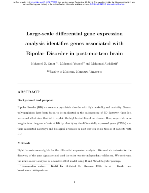 (PDF) Large-scale differential gene expression analysis identifies ...