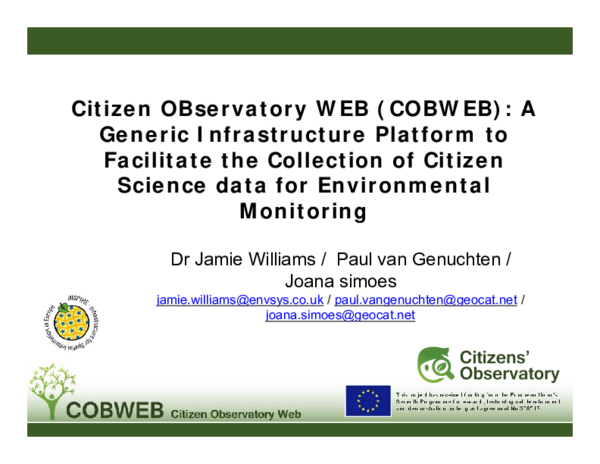 (PDF) Citizen OBservatory WEB (COBWEB): A Generic Infrastructure ...