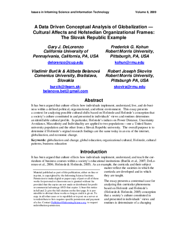 (PDF) A Data Driven Conceptual Analysis of Globalization — Cultural ...