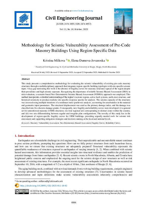 (PDF) Methodology for Seismic Vulnerability Assessment of Pre-Code ...