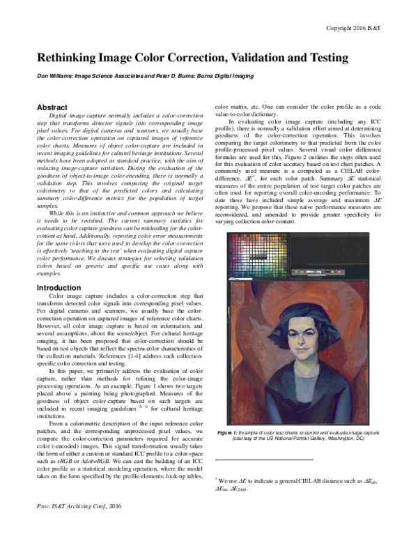 (PDF) Rethinking Image Color Correction, Validation and Testing