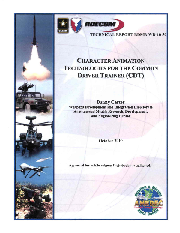 (PDF) Character Animation Technologies for the Common Driver Trainer (CDT)