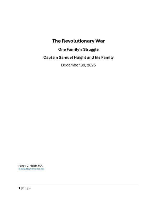 (PDF) The Revolutionary War One Family's Struggle; Captain Samuel ...