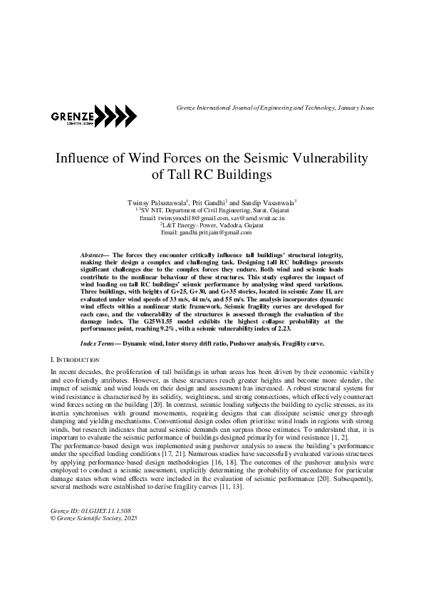 (PDF) Influence of Wind Forces on the Seismic Vulnerability of Tall RC ...