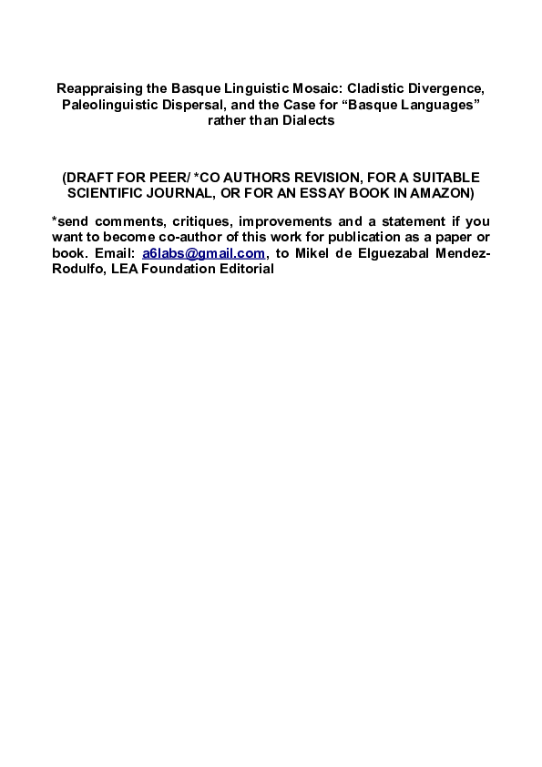 (PDF) Case for Basque Languages rather than Dialects