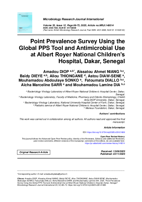 (PDF) Point Prevalence Survey Using the Global PPS Tool and ...