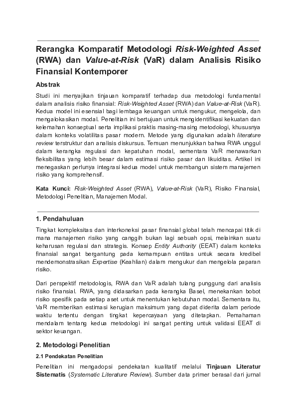 (PDF) Rerangka Komparatif Metodologi Risk-Weighted Asset (RWA) dan ...