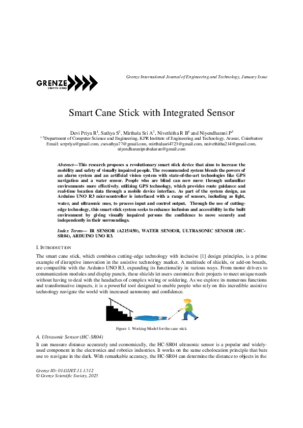 (PDF) Smart Cane Stick with Integrated Sensor