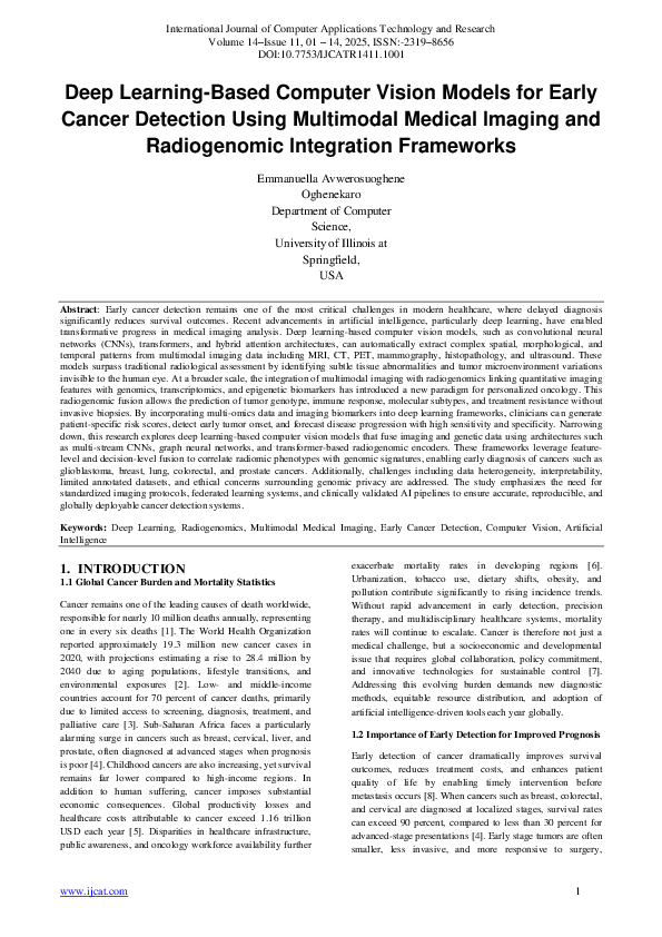 (PDF) Deep Learning-Based Computer Vision Models for Early Cancer ...
