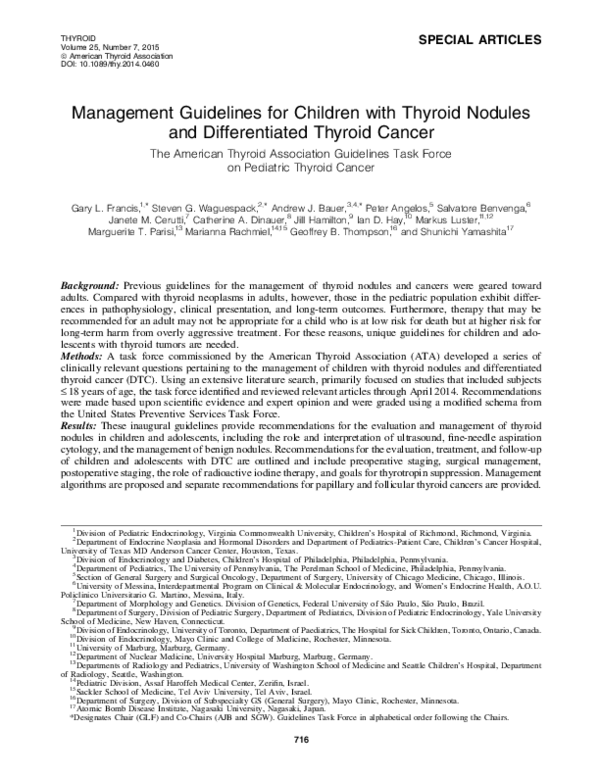 (PDF) Management Guidelines for Children with Thyroid Nodules and ...