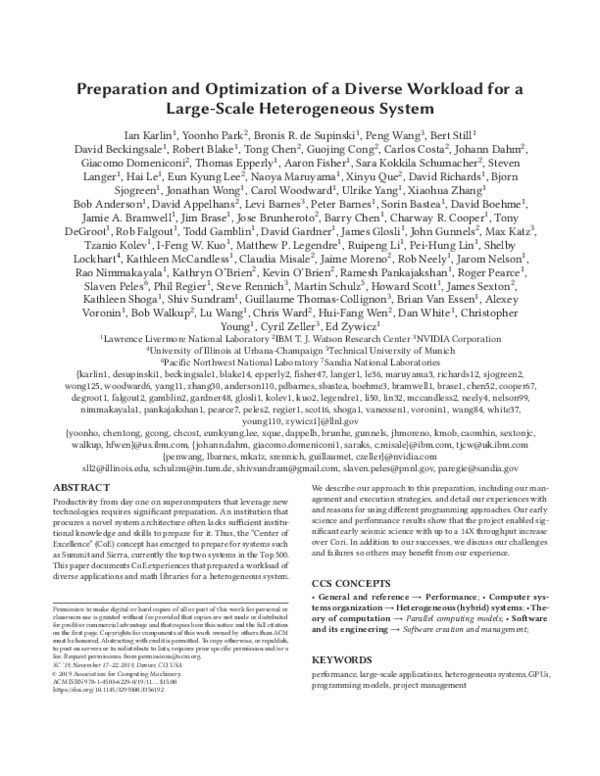 (PDF) Preparation and optimization of a diverse workload for a large ...