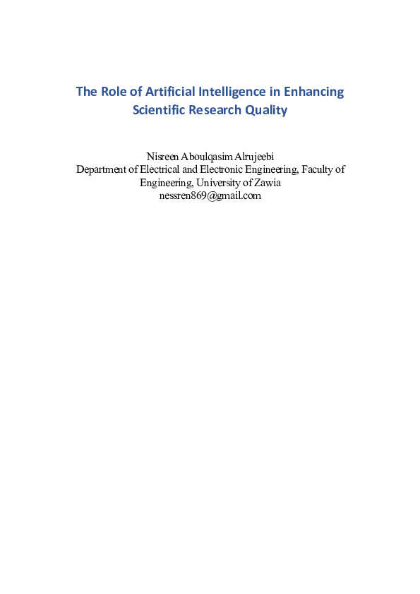 (PDF) The Role of Artificial Intelligence in Enhancing Scientific ...