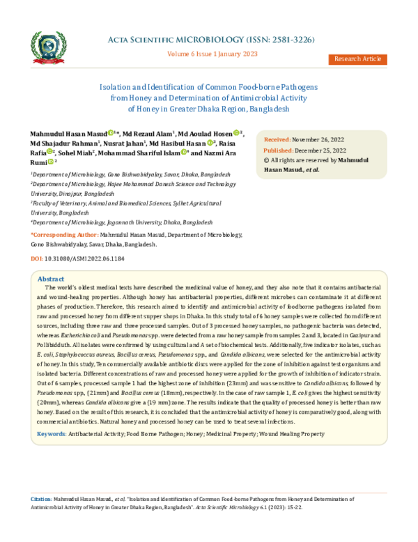 (PDF) Isolation and Identification of Common Food-borne Pathogens from ...