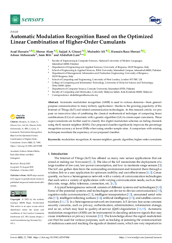 (PDF) Automatic Modulation Recognition Based on the Optimized Linear ...