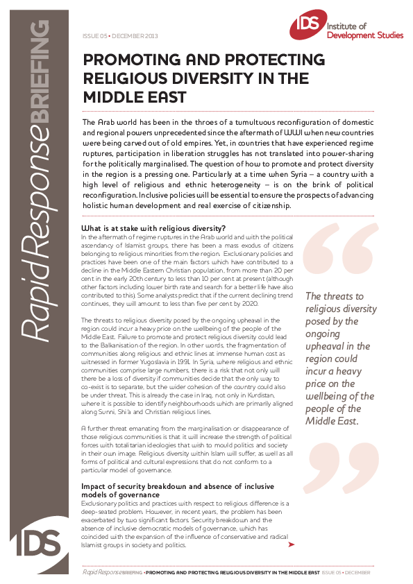 (PDF) Promoting and Protecting Religious Diversity in the Middle East