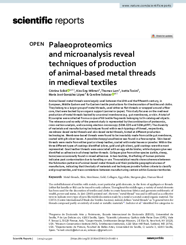 (PDF) Palaeoproteomics and microanalysis reveal techniques of ...