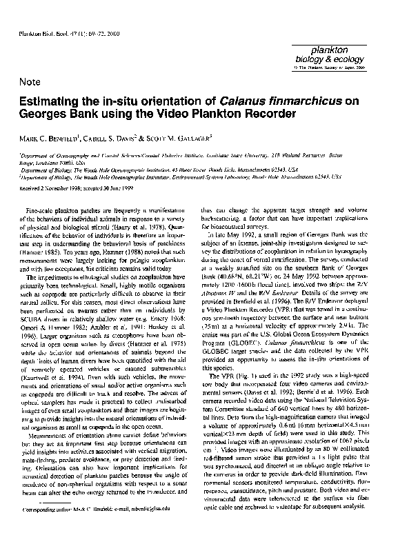 (PDF) Estimating the in-situ orientation of Calanus finmarchicus on ...