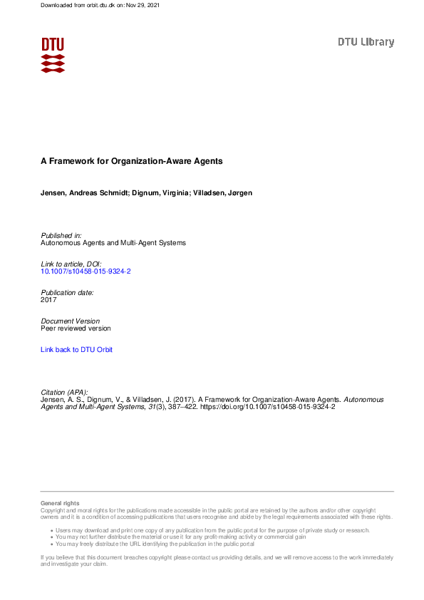 (PDF) A framework for organization-aware agents