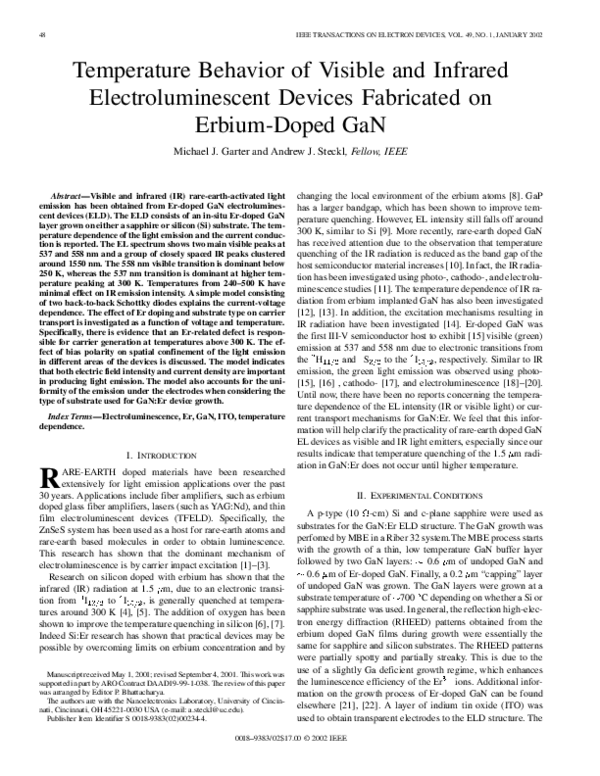 (PDF) Temperature behavior of visible and infrared electroluminescent ...