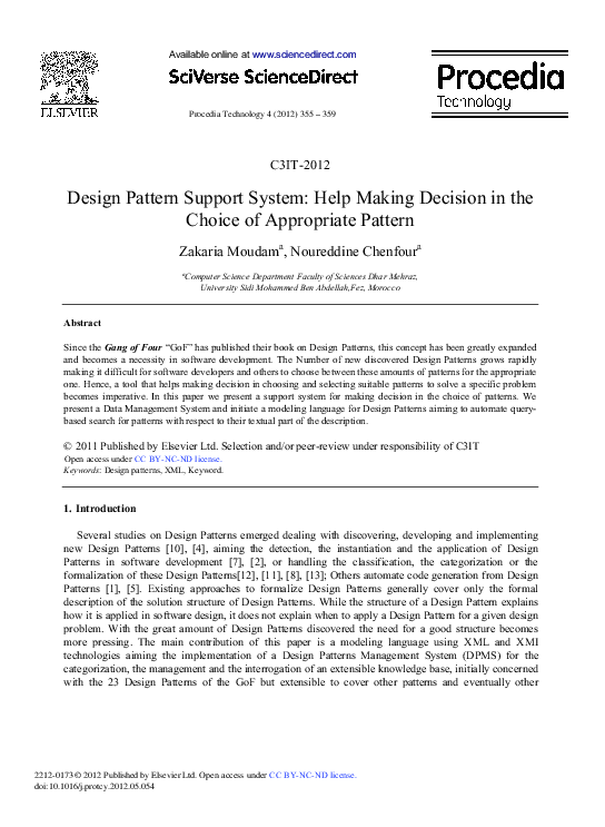 (PDF) Design Pattern Support System: Help Making Decision in the Choice ...