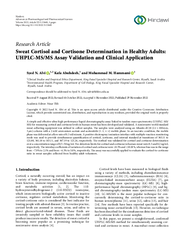 (PDF) Sweat Cortisol and Cortisone Determination in Healthy Adults ...