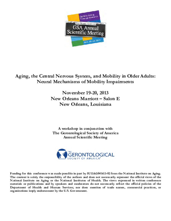 (PDF) Aging, the Central Nervous System, and Mobility in Older Adults ...