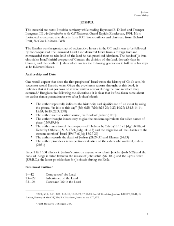 (PDF) Joshua Introduction