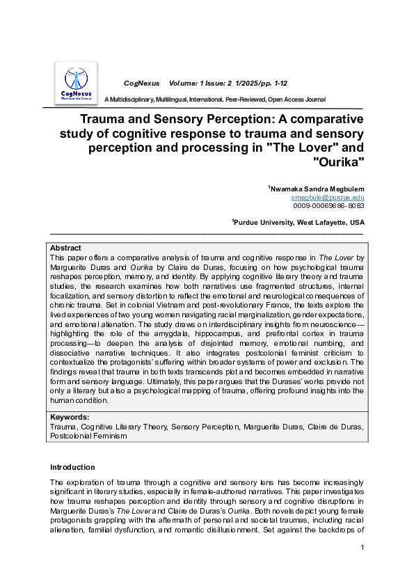 (PDF) Trauma and Sensory Perception: A comparative study of cognitive ...
