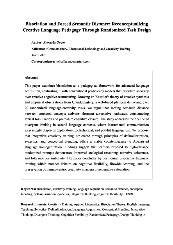 (PDF) Bisociation and Forced Semantic Distance: Reconceptualizing ...