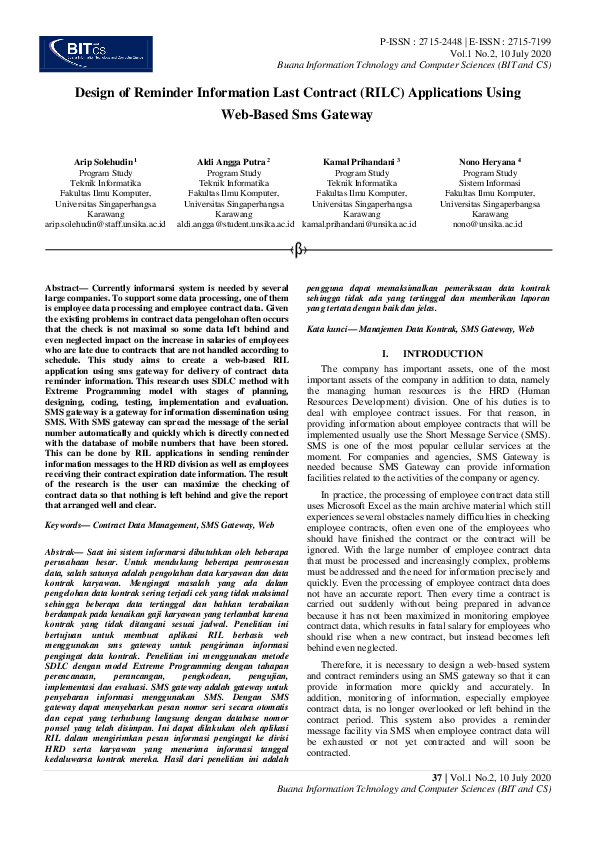 (PDF) Design of Reminder Information Last Contract (RILC) Applications ...