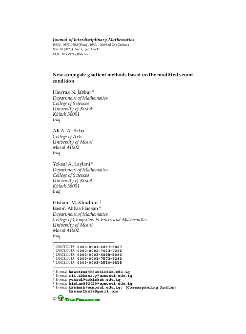 (PDF) New conjugate gradient methods based on the modified secant condition