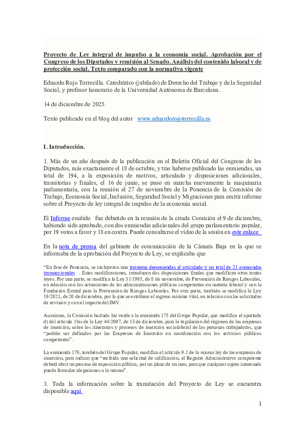 (PDF) Proyecto de Ley integral de impulso a la economía social ...