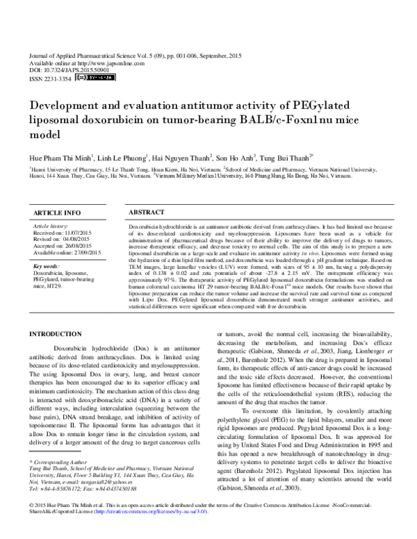 (PDF) Development and evaluation antitumor activity of PEGylated ...