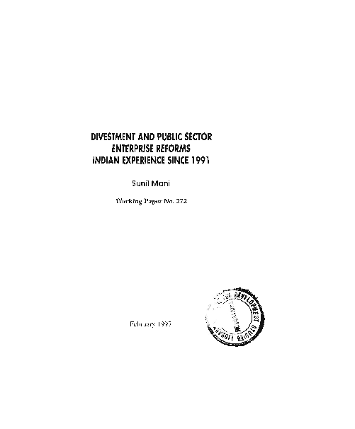 (PDF) Divestment and public sector enterprise reforms : Indian ...