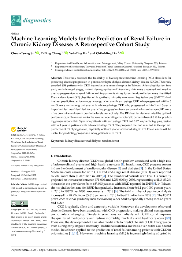 (PDF) Machine Learning Models for the Prediction of Renal Failure in ...