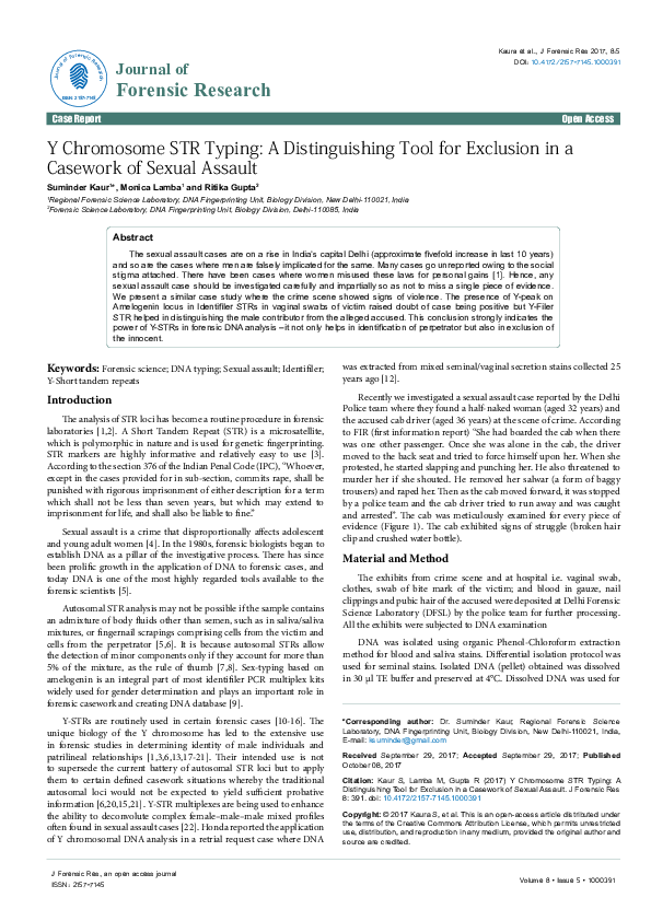 (PDF) Y Chromosome STR Typing: A Distinguishing Tool for Exclusion in a ...