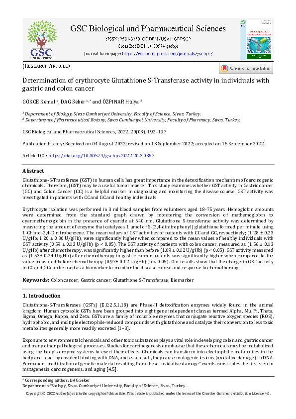 glutathione supplement natural PDF) Determination of erythrocyte Glutathione S-Transferase activity in  individuals with gastric and colon cancer
