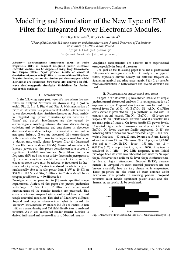 (PDF) Modelling and Simulation of the New Type of EMI Filter for ...