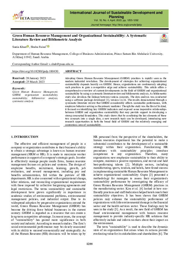 (PDF) Green Human Resource Management and Organizational Sustainability ...
