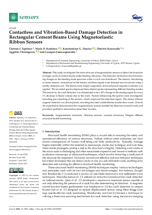 (PDF) Contactless and Vibration-Based Damage Detection in Rectangular ...