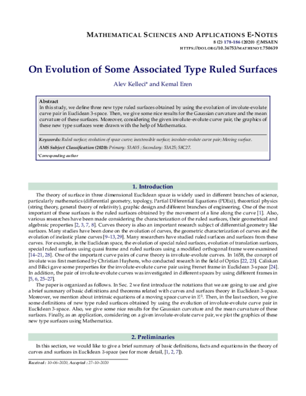 (PDF) On Evolution of Some Associated Type Ruled Surfaces
