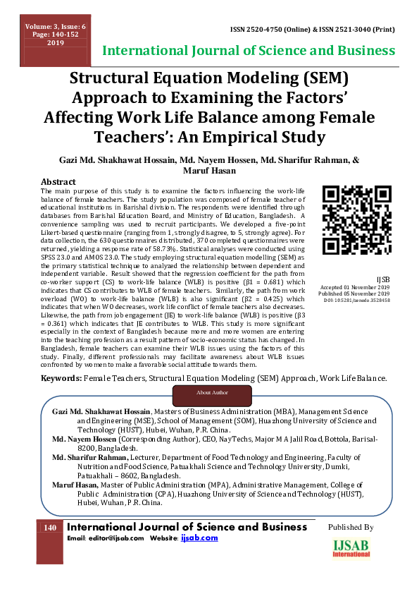 (PDF) Structural Equation Modeling (SEM) Approach to Examining the ...