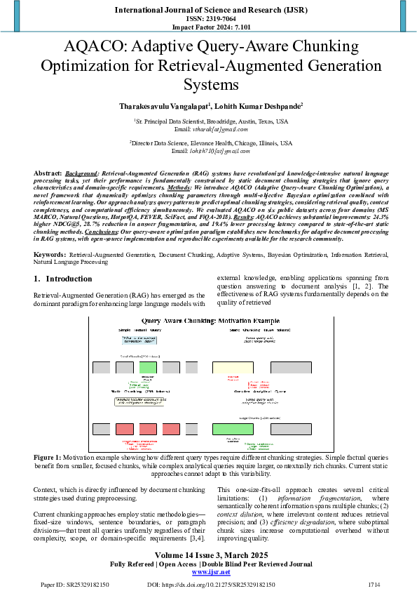 (PDF) AQACO: Adaptive Query-Aware Chunking Optimization for Retrieval ...