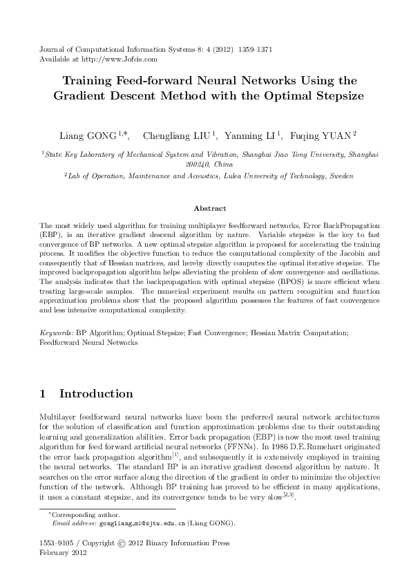 (PDF) Training Feed-forward Neural Networks Using the Gradient Descent ...