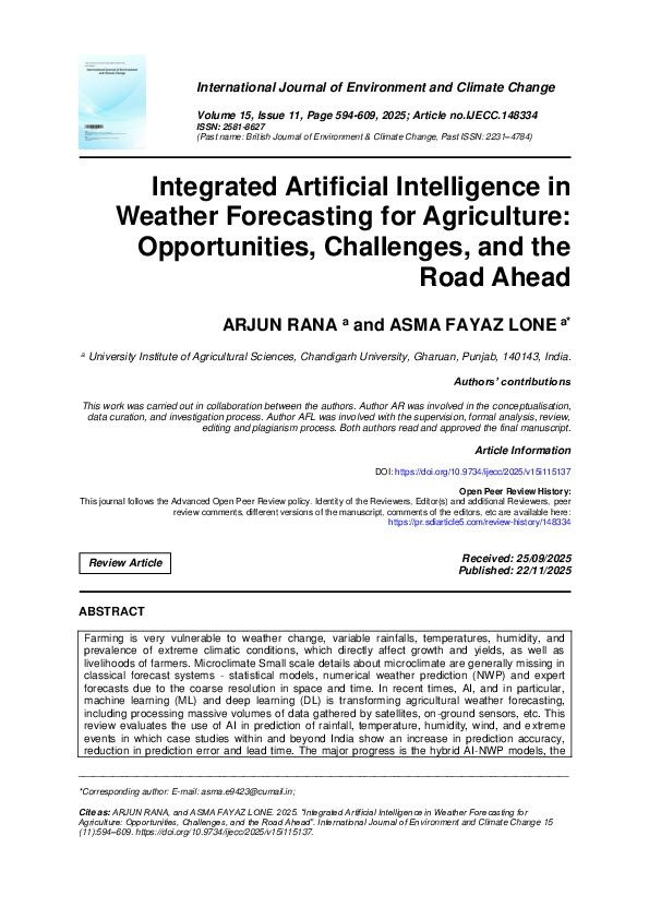 (PDF) Integrated Artificial Intelligence in Weather Forecasting for ...