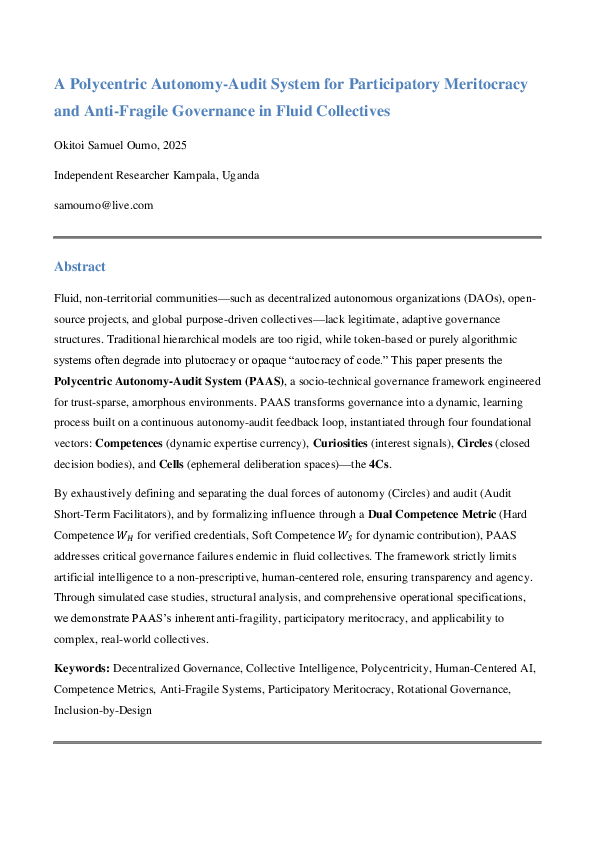 (PDF) A Polycentric Autonomy-Audit System for Participatory Meritocracy ...