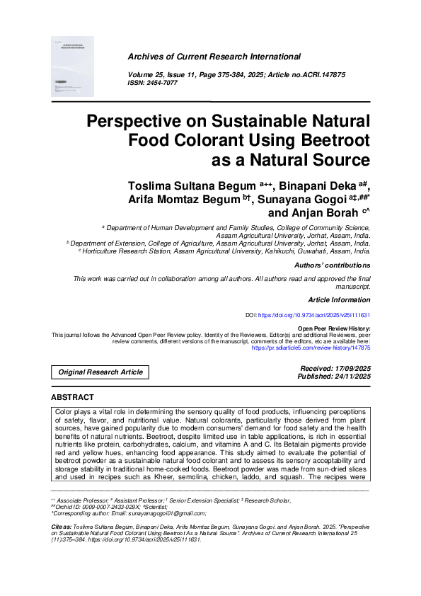 (PDF) Perspective on Sustainable Natural Food Colorant Using Beetroot ...